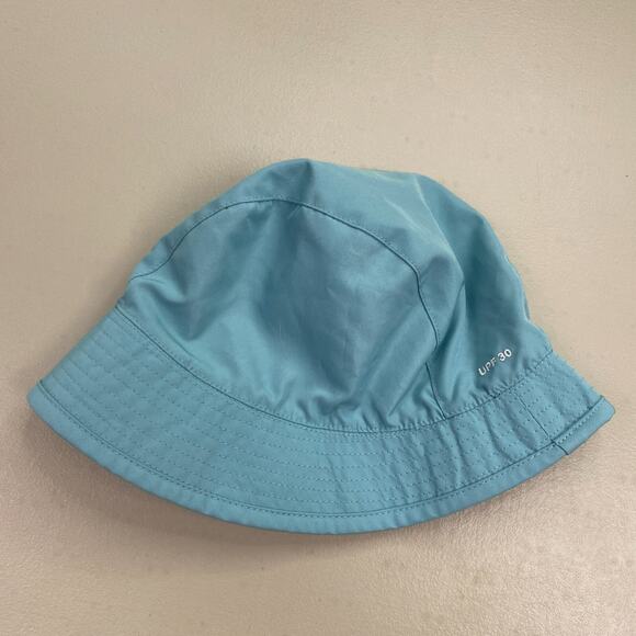 The North Face Reversible Bucket Hat Girls One Size Blue Yellow Plaid UPF30 Sun - Picture 3 of 7